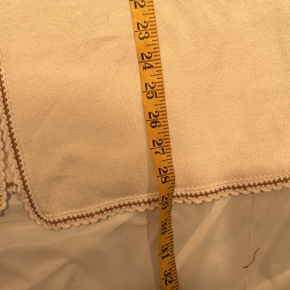 Coldwater Creek Cardigan Sweater. Embroidered. Cream with gold/tan accent Small - Picture 5 of 14